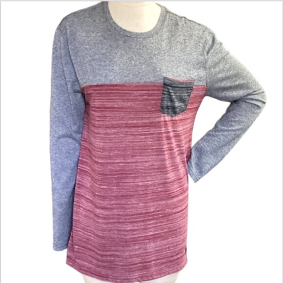 Departwest Long Sleeve Tee Marled/Colorblock 1-Pocket Women's Sz L #83J - Picture 1 of 9